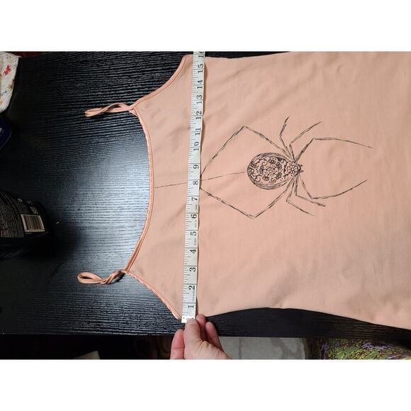 Reworked tank top with hand drawn gothic spider art - Picture 3 of 8